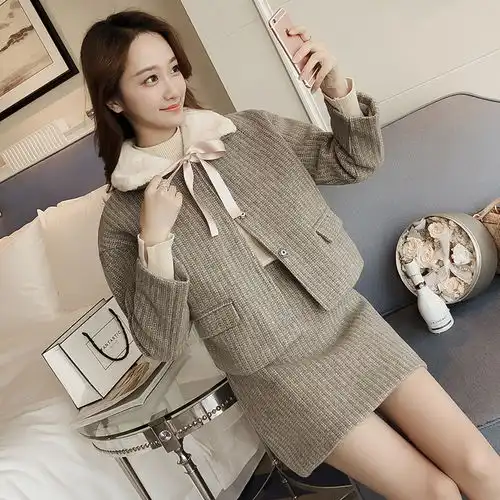 清新甜美的小资范毛呢外套,很适合小个子女生穿哦