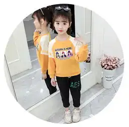 2019新款韩版童套装女童秋装中大套儿童卫衣牛仔裤两件套pwy