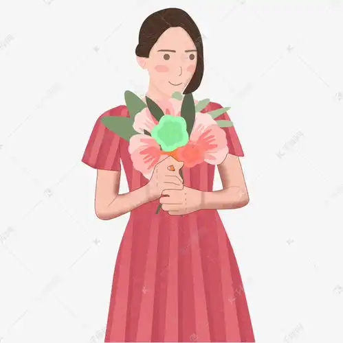 拿着一束花穿着红色裙子的女孩免抠图素材图片免费下载千库网