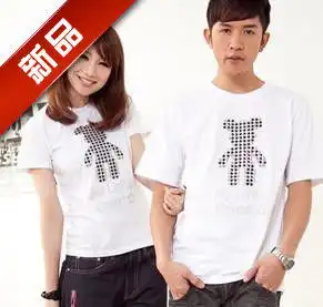 p18正品2012新款韩版时尚夏季情侣装男女装纯棉熊熊印花短袖t恤