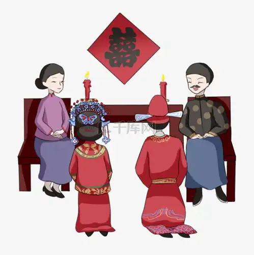 拜高堂中式婚礼手绘插画素材图片免费下载千库网