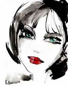 水彩时尚女性肖像插画欣赏