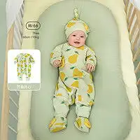 博睿恩婴儿服pureborn博睿恩新生婴儿连体衣春季款卡通贴布披肩装饰男女宝宝爬服哈衣芥黄66芥黄36个月多少钱