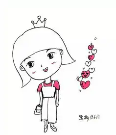 夏季短发简笔画女孩