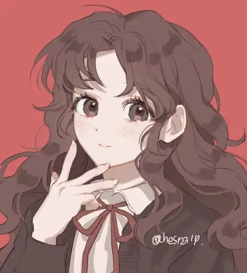 插画风女生头像楼顶的风很大围栏也很低才到我的腰