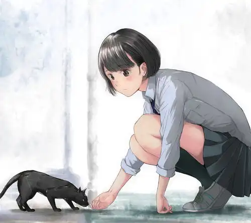 穿白衬衫的女孩二次元漫画插画人物图片保存第三组