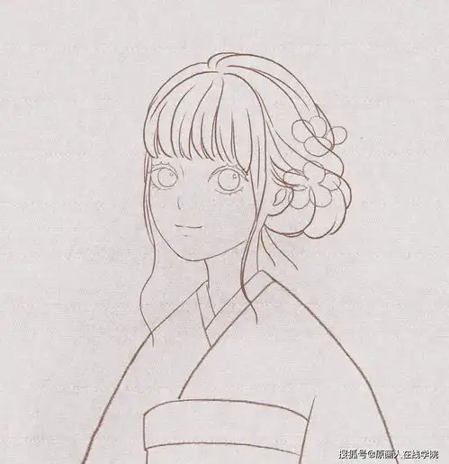 原画人商业插画教程,铅笔质感和服小姐姐头像画法