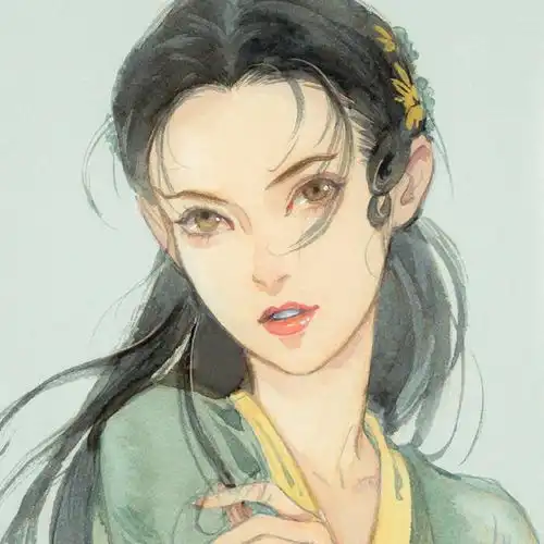 水彩古风美人头像爱与被爱同时发生,爱才有意义