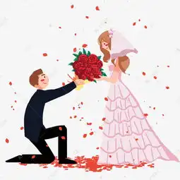 西式婚礼新郎给新娘献花插画素材图片免费下载高清psd千库网图片编号11446151