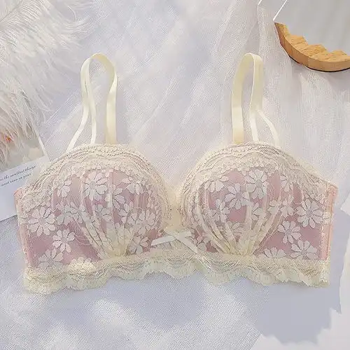 小胸显大内衣女法式无钢圈平胸防下垂收副乳上托聚拢文胸套装bra