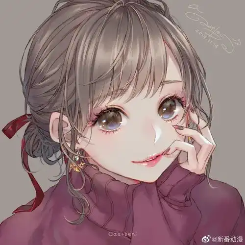 一组温柔系美少女插画水汪汪的大眼睛太通透了
