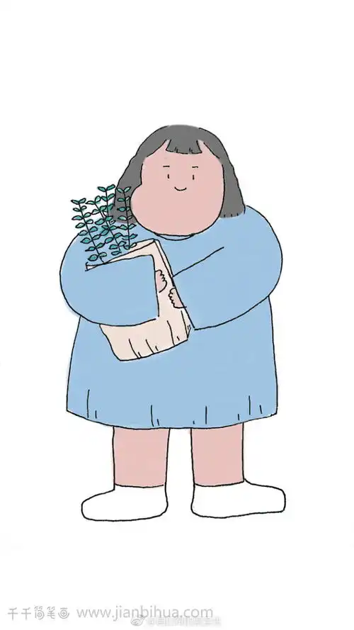 短发胖女孩简笔画步骤图
