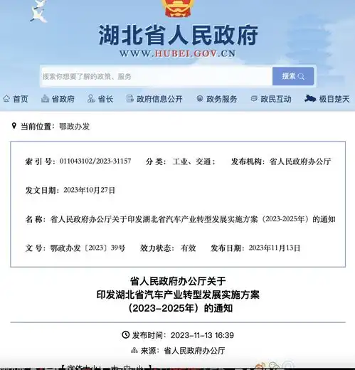 湖北省汽车产业转型发展实施方案20232025年印发