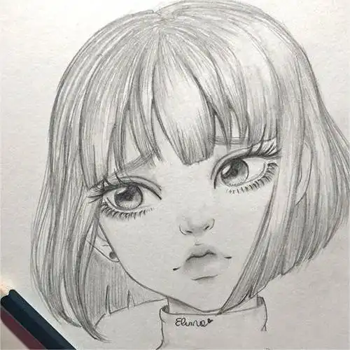 初学简单素描画人脸头像,人物素描画头像