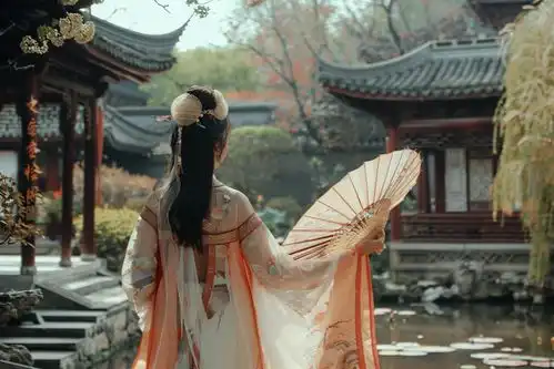 中国古装美女背影摄影图摄影图