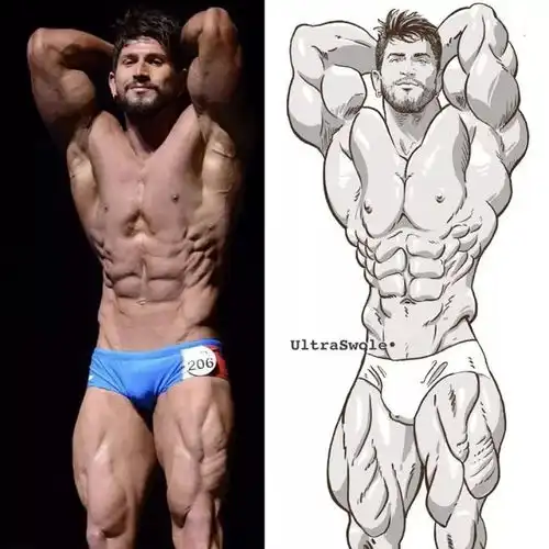 当肌肉男被画成漫画肌肉男,这也太帅了吧