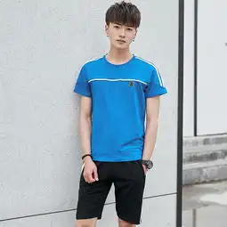 运动套装男2019夏季新款韩版潮流休闲套装棉质圆领时尚百搭运