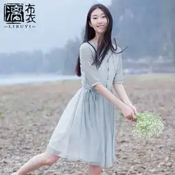 复古文艺连衣裙棉麻长裙文艺连衣裙