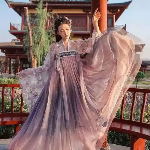 新款汉服女花神赋淡雅飘逸古风仙气长款齐胸襦裙学生春夏日常套装