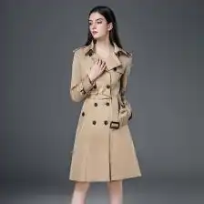 白色风衣女中长款英伦风
