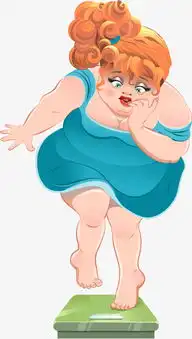矢量手绘称体重的胖女孩素材图片免费下载高清卡通手绘psd千库网图片编号6410305