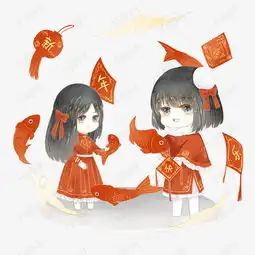 手绘女孩欢度新春素材图片免费下载高清psd千库网图片编号11393641