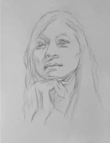 素描教程多角度女青年素描头像步骤图解