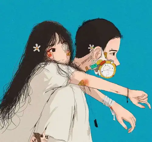 插画风情侣头像图片李雨