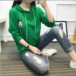 2016秋季新款女装休闲卫衣时尚潮流连帽卡通套头上衣长袖