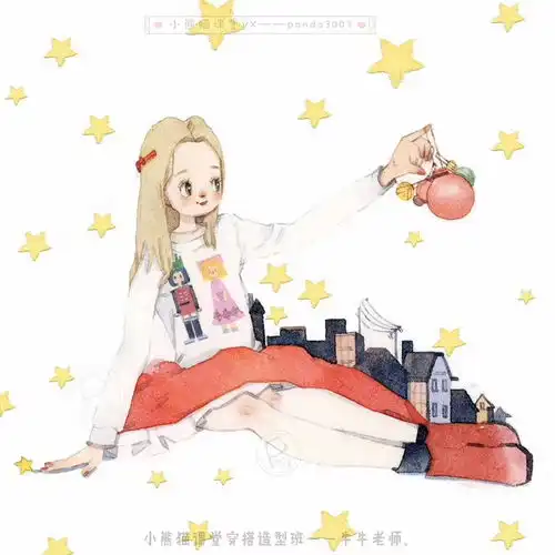 水彩手绘插画女生头像