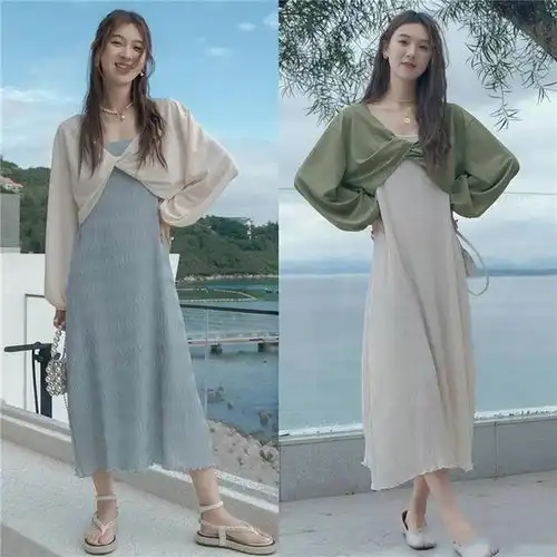夏天适合开衫裙子,浪漫唯美充满风情,街头女生是例子
