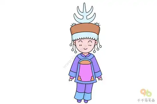 少数民族水族女孩简笔画
