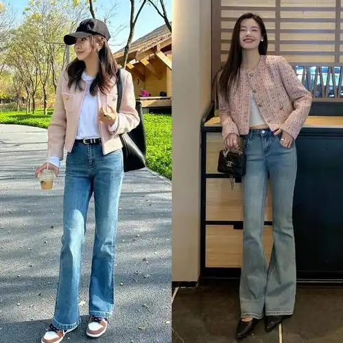 今年突然流行起小香风牛仔裤,太全面了,40女生穿太时髦