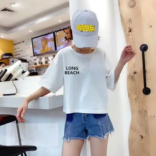 短袖t恤女嘻哈bf原宿风2020新款夏装韩版宽松短款女生上衣服潮ins
