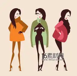 卡通时尚美女设计矢量素材