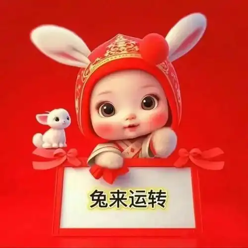 2023新年兔子头像,可爱吉祥红色带字祝福图片
