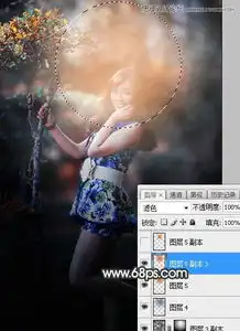 photoshop调出树下美女照片梦幻逆光效果