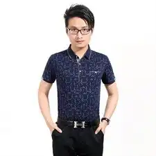 体恤男装中年人polo衫夏季纯棉中老年爸爸装短袖t恤男士翻领