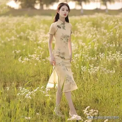 第57章黄色蕾丝年轻少女高端高贵气质旗袍