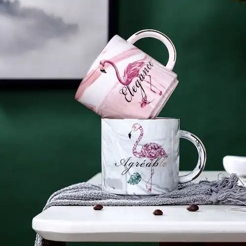 ins大理石纹马克杯陶瓷杯可爱少女心水杯可爱北欧网红女学生杯子