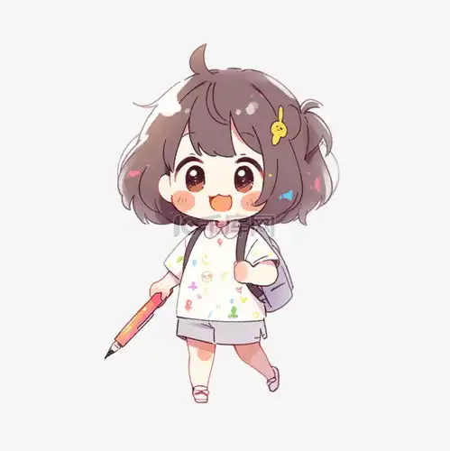 开学季小女孩卡通手绘拿着铅笔元素素材图片免费下载千库网