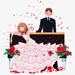 手绘西式婚礼新郎新娘人物插画图片素材其他格式下载动漫人物大全