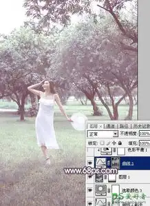ps美女图片调色教程给树林中自拍的唯美女生照片调出淡调紫红色7