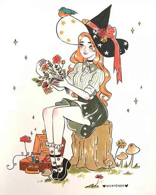 画风清新,唯美的插画小姐姐,简直不要太喜欢