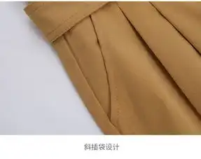 施悦名2019春季新品欧美高品质女装高腰系带休闲裤直筒裤显瘦女士九分裤