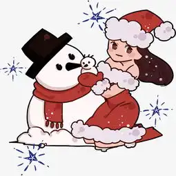 圣诞节圣诞老人装扮的少女正在堆雪人图片素材其他格式下载动漫人物大全