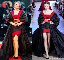 巩俐这国际影响力真不是盖的,撞衫时装周泡泡袖,气质已经完胜了