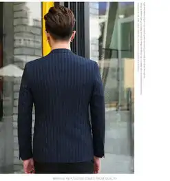 汤河之家2019春季新款单西服男士休闲西装外套韩版条纹两粒扣西服