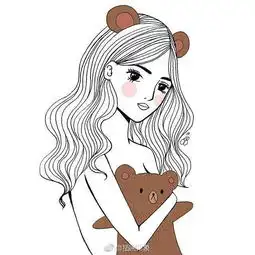 长发美女插画作品素材资料