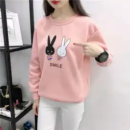 2017秋冬装新款韩版宽松卡通兔子套头圆领女士长袖卫衣加厚加绒女